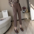 OL High Waist Solid Loose Ankle-Length Pants Office Classic Harem Pants Female Formal Chic Work Straight Trousers With Belt