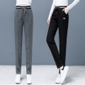 Korean Women Fashion Lace Up Basic Straight Pants Solid High Waist Harem Pant Female Elegant Casual Joggers Sweatpants