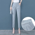 Professional Big Size 4XL Fit Ankle-Length Harem Pants Women‘s Metal Decorate Suit Pant Casual Elastic Waist Straight Trousers