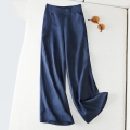 New Design High Waist Cotton Linen Wide Leg Pants Women‘s Chic Stylish Retro Solid Pant Casual Soft Straight Trousers For Female