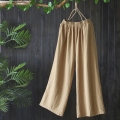 Large Size 4XL Cotton Capris Wide Leg Pants Women's Korean Chic Solid Loose Pants Daily High Waist​ Straight Trousers For Female