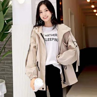 Streetwear hooded biker jacket for women Korean loose slim cape coat 2020 new Safari Style black punk bomber oversize jacket