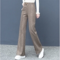 Korean style Woolen Wide Leg Pants Women Winter Casual Big Size Thick Wool Blend Straight Pants New High Waist Loose Trousers