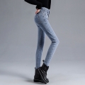 New Spring High Waist Skinny Solid Stretch Denim Pants Women Korean Style Wash Slim Jeans Female Vintage Denim Trousers