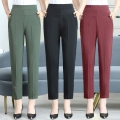 Spring women high waist elegant casual Ankle Length pants female solid korean style Straight trousers ladies classic pants
