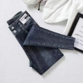 Korean Fashion Slim Streetwear Button Vintage Jeans Women Skinny Leggings denim Trousers Ladies Spring Pencil Denim Pants