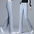 Casual Slim Solid High Waist Cotton Flared Pants Women New Classic Jogging Sweatpants Female Korean Style Flare Trousers