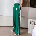 Side Striped Letter Embroidery Lace Up Baggy Wide Leg Pants Women Casual Jogging Sweetpants Female Classic Straight Trousers