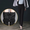 Winter Women‘s Oversized 5XL Plush Lining Black Suit Pants Warm Add Velvet Classic Pant Thicken High Waist Straigh Trousers
