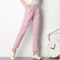 Breathable Womens Casual Trousers New Summer Autumn Plus Size Thin Linen Pents Female Slim Pants Elastic Pantalones Mujer