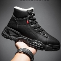 Men Winter Sports Sneakers Leather Plush Warm Ankle Booties Man Chaussure Homme Footwear Male Running Shoes Plus Size